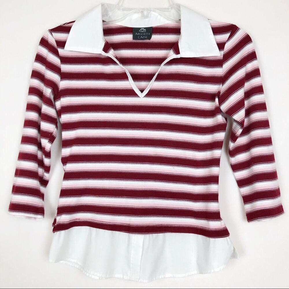 Vintage Anxiety Cafe Juniors Top Medium Preppy Clueless Cher Academia Grunge